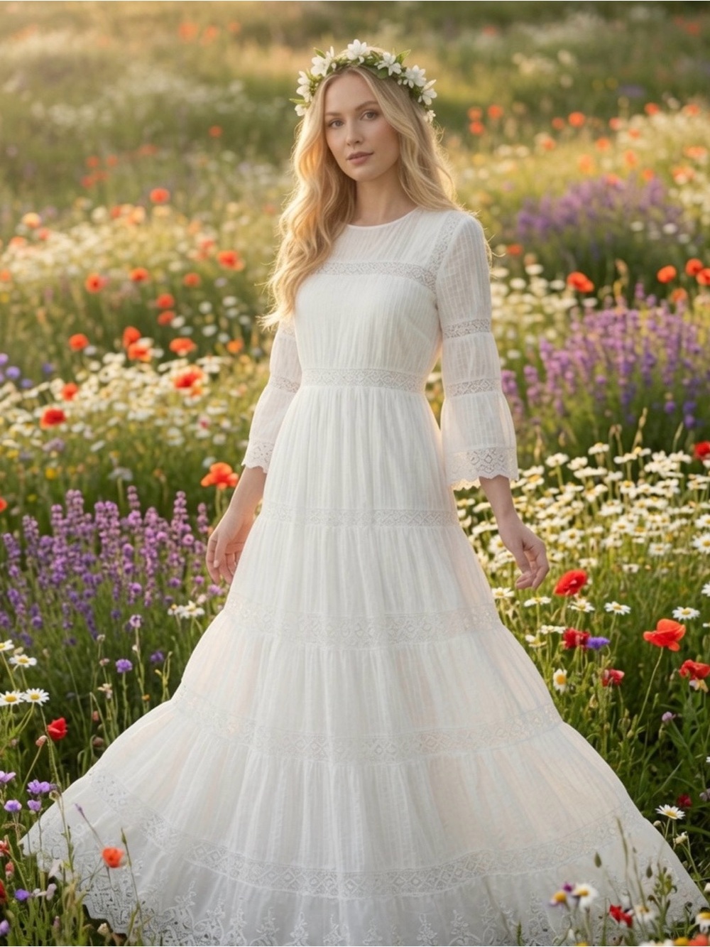 Michael Kors Corded Cotton and Sequined Lace Maxi Dress